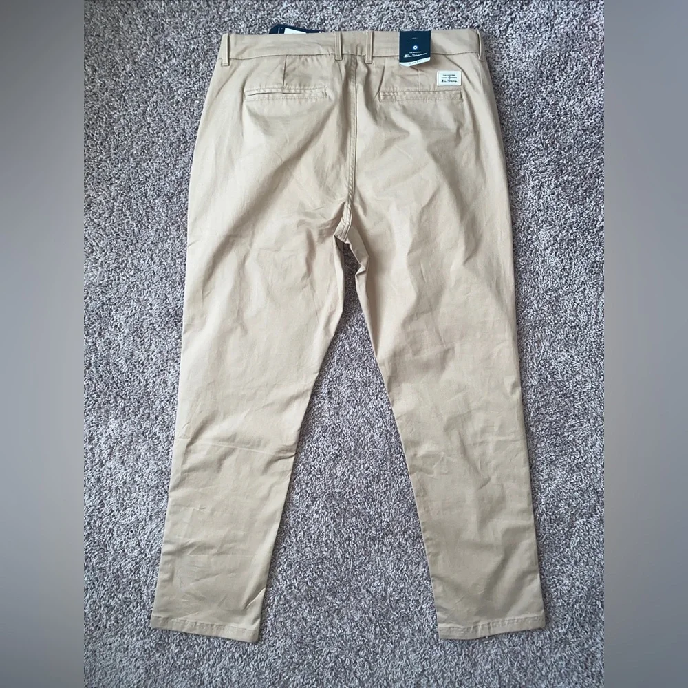 Ben Sherman Men's Size 38x32 Slim Fit Stretch Tan Casual Khaki Sand Chino Pants